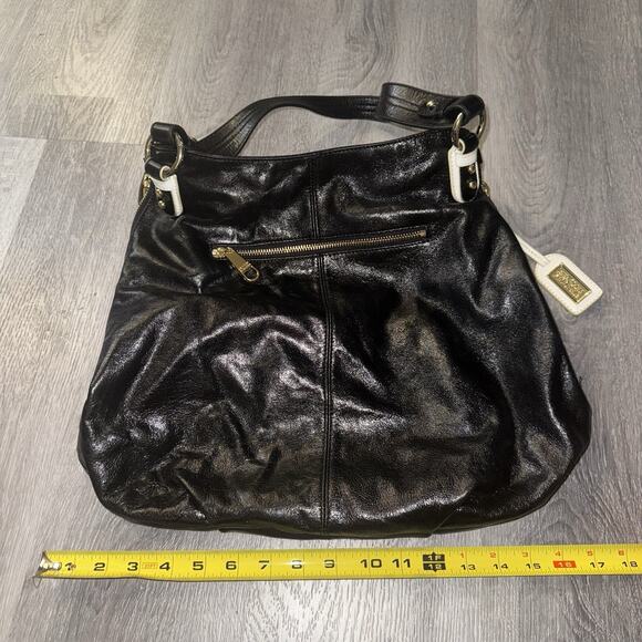 Badgley Mischka Black Leather Hobo Shoulder Bag – Studded Accent - Picture 8 of 12